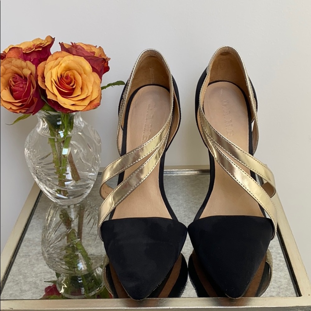 LAMB black and gold heels